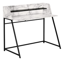 Load image into Gallery viewer, 48" Desk with High Sides & Shelf in White Marble-Look/Black