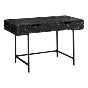 48" 2-Drawer Table Desk in Black Marble Finish