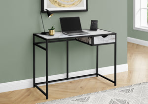 42" Utilitarian 1-Drawer Desk in White Marble Finish