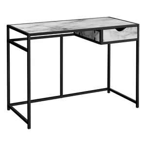 42" Utilitarian 1-Drawer Desk in White Marble Finish