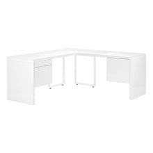Load image into Gallery viewer, 72&quot; Art Deco Reversible L-Desk in White with 3 Drawers
