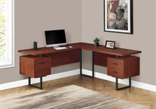 Load image into Gallery viewer, 71" Hovering Cherry L-Shaped Desk