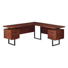 Load image into Gallery viewer, 71" Hovering Cherry L-Shaped Desk