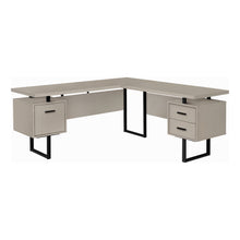 Load image into Gallery viewer, 71" Hovering Modern Taupe L-Shaped Desk