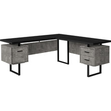 Load image into Gallery viewer, 71" Hovering Concrete & Black L-Shaped Desk