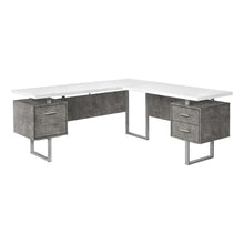 Load image into Gallery viewer, 71" Hovering Concrete & White L-Shaped Desk