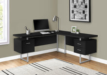 Load image into Gallery viewer, 71" Hovering Black & Silver L-Shaped Desk
