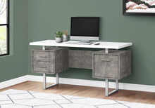 Load image into Gallery viewer, Floating Modern Desk with 3 Drawers in Concrete & White