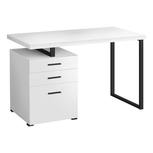 Modern White/Black 48" Reversible Desk with File
