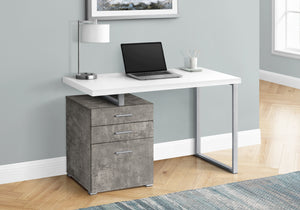 Modern Concrete & White 48" Reversible Desk with File