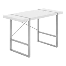 Load image into Gallery viewer, White & Silver X-Frame 48" Barn Desk