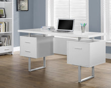 Load image into Gallery viewer, 60" Modern White Double Pedestal Desk with File Drawer