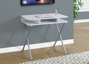 31" White & Silver Modern Desk