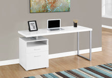 Load image into Gallery viewer, Modern 60" Single Pedestal Computer Desk in White