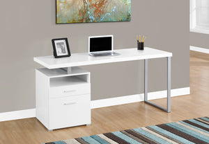 Modern 60" Single Pedestal Computer Desk in White
