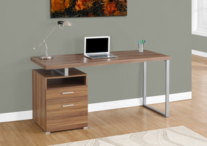Modern 60" Single Pedestal Computer Desk in Walnut