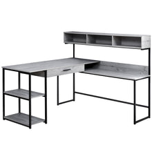 Load image into Gallery viewer, Gray & Black Metal 59" L-Shaped Corner Desk