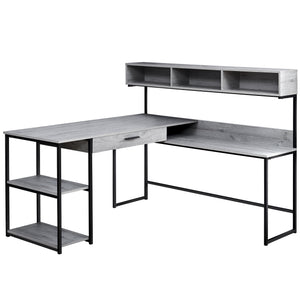 Gray & Black Metal 59" L-Shaped Corner Desk