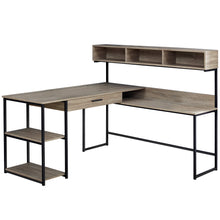 Load image into Gallery viewer, Taupe & Black Metal 59" L-Shaped Corner Desk