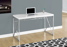 Load image into Gallery viewer, Modern White &amp; Chrome 48&quot; Computer Desk
