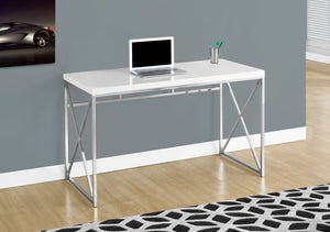 Modern White & Chrome 48" Computer Desk