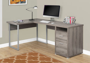 79" L-Shaped Dark Taupe Corner Office Desk w/ Flexible Position