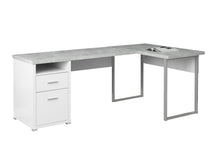 Load image into Gallery viewer, 79&quot; L-Shaped White &amp; Cement Reversible Corner Office Desk
