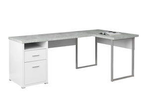 79" L-Shaped White & Cement Reversible Corner Office Desk