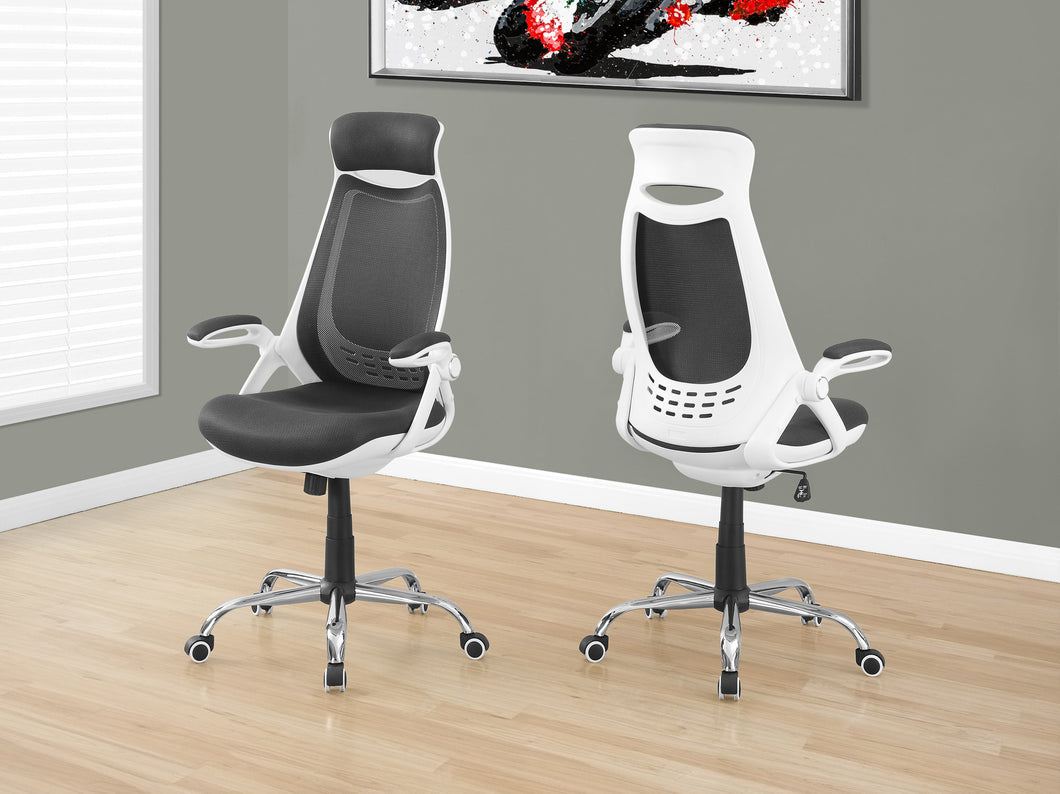 Premium Ergonomic White & Black Mesh Office Chair with Headrest