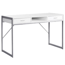 Load image into Gallery viewer, Compact White & Silver Desk w/ 2 Drawers