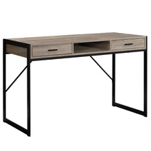 Load image into Gallery viewer, Compact Taupe & Black Metal Computer Desk w/ 2 Drawers