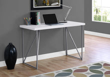 Load image into Gallery viewer, 48" White & Silver Computer Desk w/ Rectangular Design