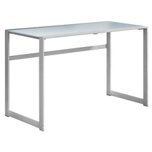 Load image into Gallery viewer, 48" Silver Metal & White Tempered Glass Computer Desk w/ Rectangular Design
