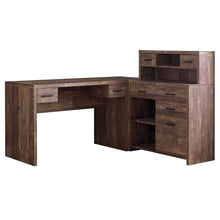Load image into Gallery viewer, L-Shaped 63" Computer Desk in Dark Brown Woodgrain