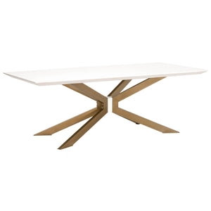 Ivory Concrete & Brass 87" Modern Executive Desk / Meeting Table