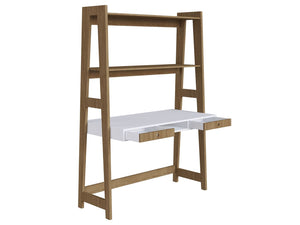 49" Three-Tier Ladder Desk in Oak & White