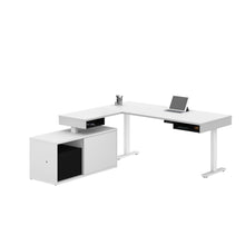 Load image into Gallery viewer, 71" Variable-height Desk in Black and White with Credenza