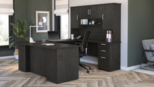 Load image into Gallery viewer, Bark Gray 71" Convertible U- or L-Shaped Desk with Hutch & Built-in Power