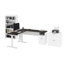Load image into Gallery viewer, 72&quot; Slate &amp; White Adjustable 3 Piece L-Desk Set
