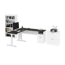 Load image into Gallery viewer, 72" Slate & White Adjustable 3 Piece L-Desk Set