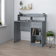Load image into Gallery viewer, 41" Gray Layered Desk with Small Hutch