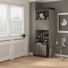 Load image into Gallery viewer, Bark Gray & Graphite 30" Collapsable Desk/Storage Cabinet with Hutch