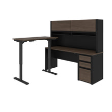 Load image into Gallery viewer, Modern Desk &amp; Hutch with Included Height Adjustable Desk in Antigua &amp; Black
