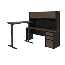 Load image into Gallery viewer, Modern Desk & Hutch with Included Height Adjustable Desk in Antigua & Black
