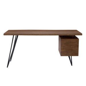 Solid Acacia 64" Modern Desk with Storage Compartment
