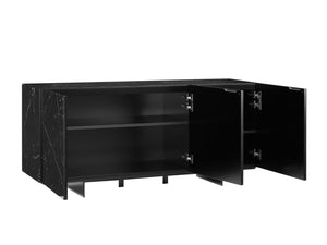 59" Credenza in Marbled Black Glass