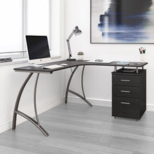 Load image into Gallery viewer, 59&quot; Espresso Curved L-Desk with FIle
