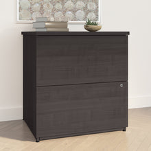 Load image into Gallery viewer, 65" L-Shaped Desk with 3 Drawers in Charcoal Maple