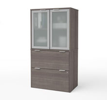 Load image into Gallery viewer, Modern File Cabinet with Hutch in Bark Grey
