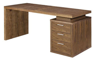 Modern 63" Executive Desk with Drawers in Walnut